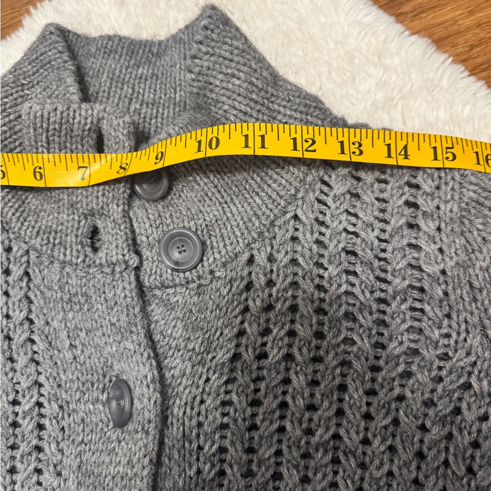 Bianca B. Gray Women's Cable Knit Wool Blend Cardigan Medium - Picture 9 of 10